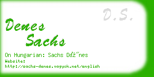 denes sachs business card